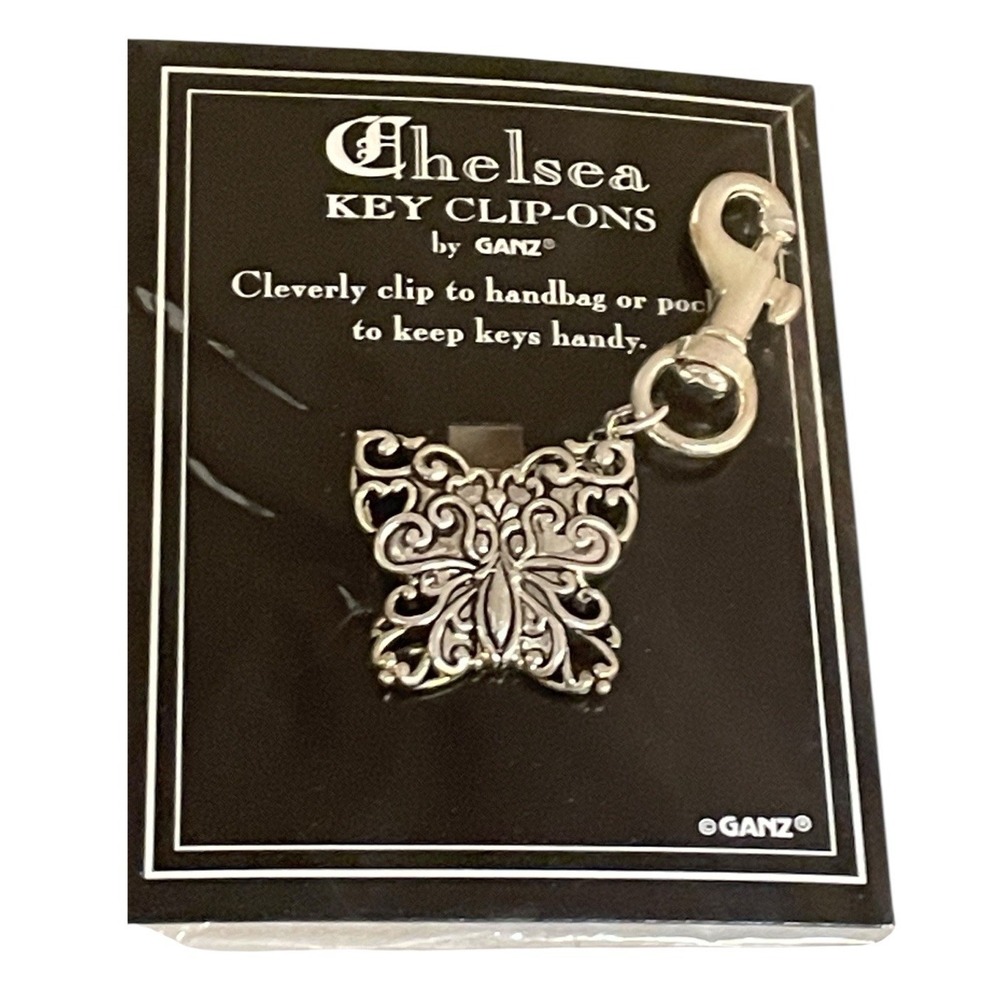 Chelsea Butterfly Key Clip-ons Silver Plated Key Ring Clip To Handbag Or Pocket